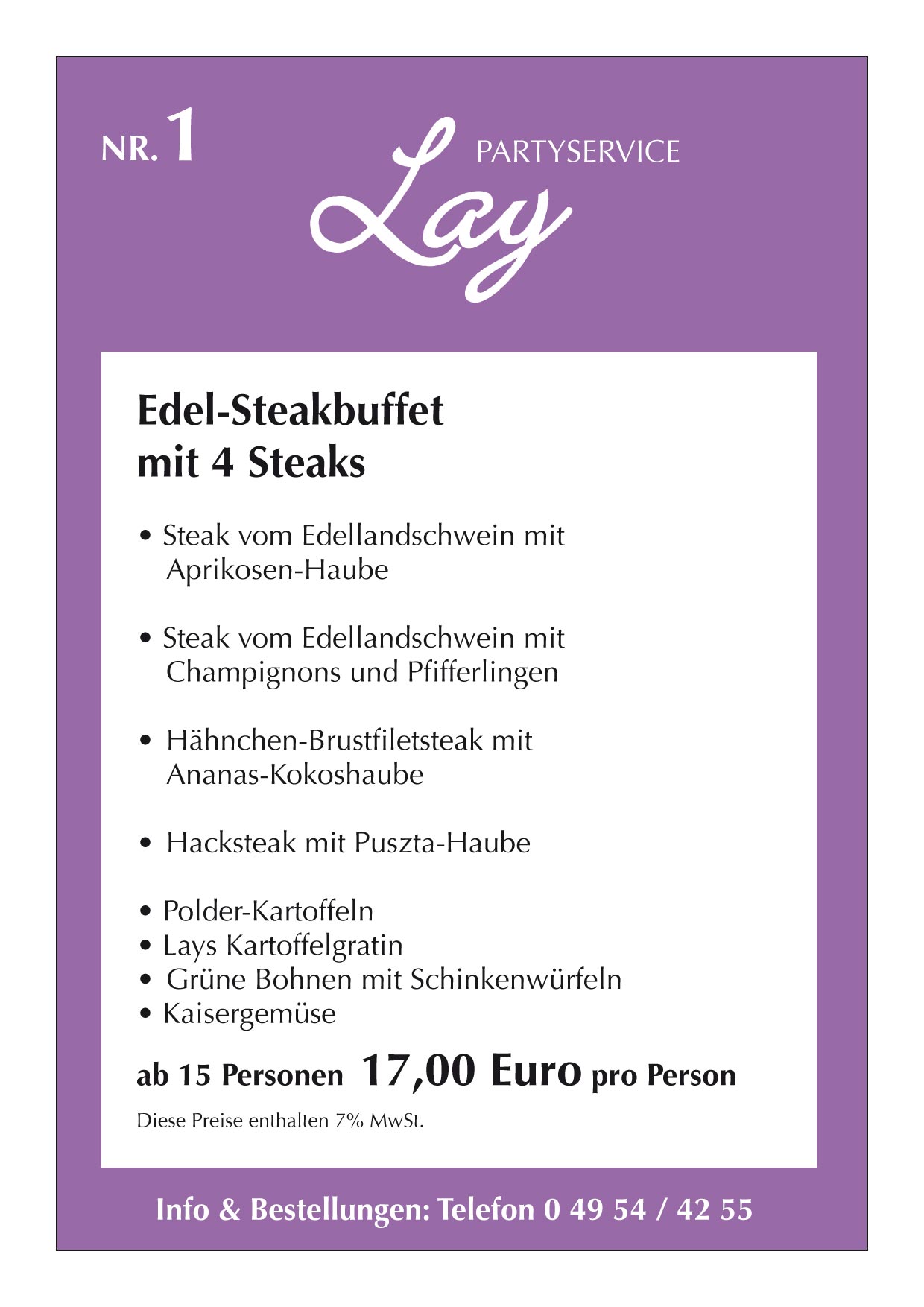 Lay Partyservice Edelsteakbuffet